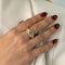 Bague 56 Bague jonc vintage en or jaune, émeraude cabochon et diamants 58 Facettes