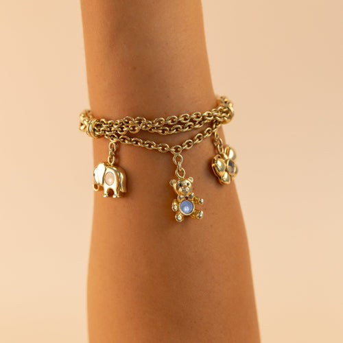 Bracelet Chopard - Bracelet Happy Diamonds en or jaune 18 carats, charms en diamants 58 Facettes