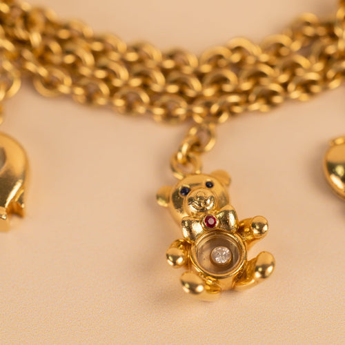 Bracelet Chopard - Bracelet Happy Diamonds en or jaune 18 carats, charms en diamants 58 Facettes