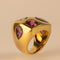 Bague 46 Chanel - Chevalière vintage 1960 en or jaune 750, saphirs, grenats et topazes 58 Facettes