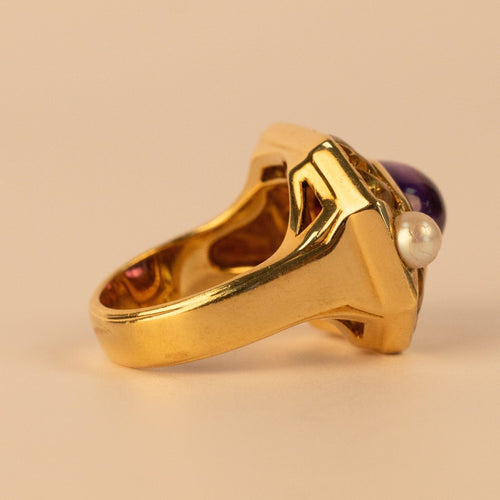 Bague 48 Chanel - Bague vintage des années 1960 en or jaune 750, tourmalines et améthyste 58 Facettes