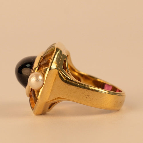 Bague 48 Chanel - Bague vintage des années 1960 en or jaune 750, tourmalines et améthyste 58 Facettes