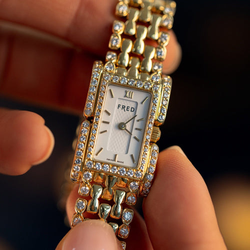 Montre Fred - Montre vintage des années 1980 en or jaune 750 et diamants 58 Facettes