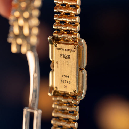 Montre Fred - Montre vintage des années 1980 en or jaune 750 et diamants 58 Facettes