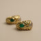 Boucles d'oreilles Boucles d’oreilles vintage en or jaune 18k, émeraudes cabochon et diamants 58 Facettes