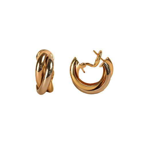 Boucles d'oreilles Cartier Trinity - Boucles d’oreilles créoles trois ors 18 carats 58 Facettes