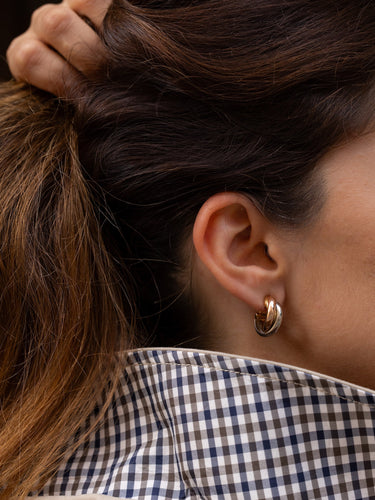 Boucles d'oreilles Cartier Trinity - Boucles d’oreilles créoles trois ors 18 carats 58 Facettes