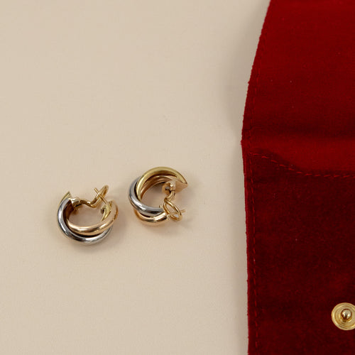Boucles d'oreilles Cartier Trinity - Boucles d’oreilles créoles trois ors 18 carats 58 Facettes