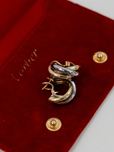 Boucles d'oreilles Cartier Trinity - Boucles d’oreilles créoles trois ors 18 carats 58 Facettes