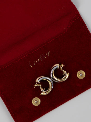 Boucles d'oreilles Cartier Trinity - Boucles d’oreilles créoles trois ors 18 carats 58 Facettes