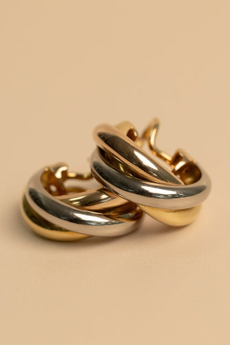 Boucles d'oreilles Cartier Trinity - Boucles d’oreilles créoles trois ors 18 carats 58 Facettes