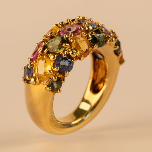 Bague 52 Chaumet - Bague Tutti Frutti en or jaune et saphirs multicolores 58 Facettes