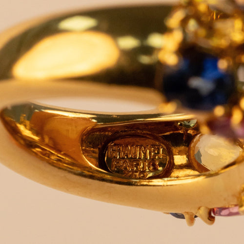 Bague 52 Chaumet - Bague Tutti Frutti en or jaune et saphirs multicolores 58 Facettes