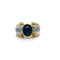 Bague 59 Bague jonc en or jaune et or blanc, important cabochon de saphir et diamants 58 Facettes