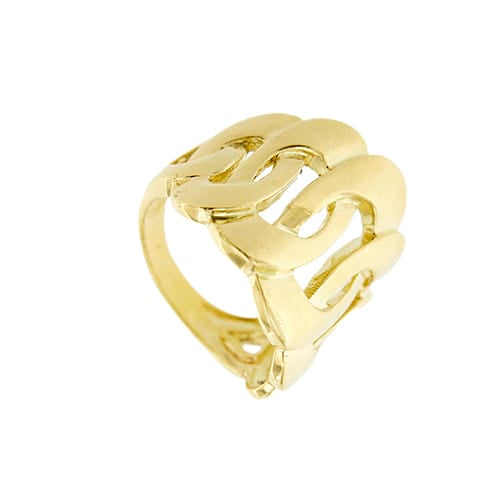 Bague 56 Bague bandeau en or jaune 18 ct à mailles ovales 58 Facettes 33892