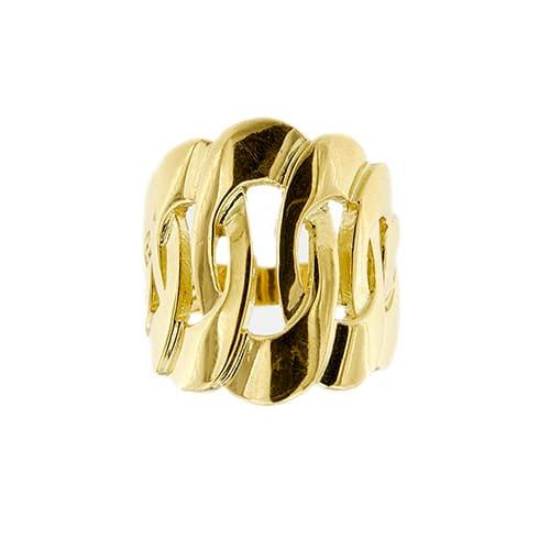 Bague 56 Bague bandeau en or jaune 18 ct à mailles ovales 58 Facettes 33892