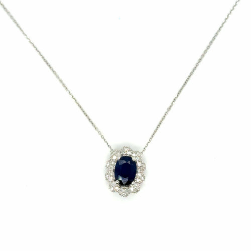 Collier Collier vintage en or jaune 18 carats avec diamants et saphir 58 Facettes