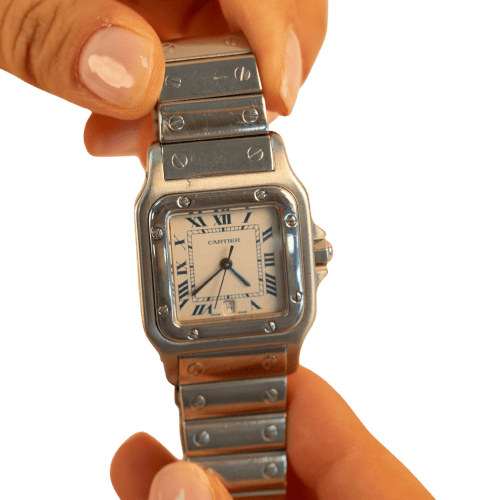 Montre Cartier - Montre Santos moyen modèle en acier, révisée et garantie 58 Facettes