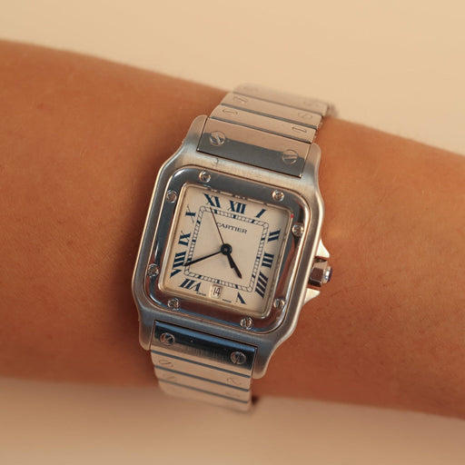 Montre Cartier - Montre Santos moyen modèle en acier, révisée et garantie 58 Facettes