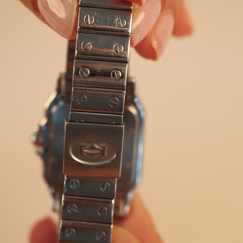 Montre Cartier - Montre Santos moyen modèle en acier, révisée et garantie 58 Facettes