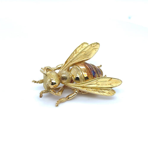 Broche Broche Abeille vintage en or jaune 18 carats 58 Facettes