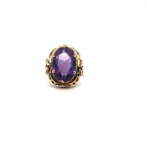 Bague 49 Bague vintage en or jaune 750‰ sertie d’améthyste 58 Facettes
