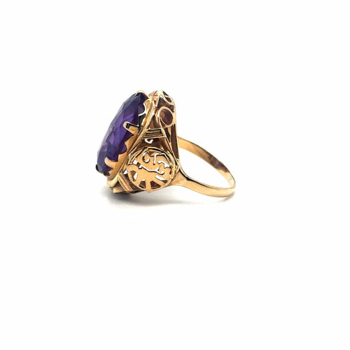 Bague 49 Bague vintage en or jaune 750‰ sertie d’améthyste 58 Facettes