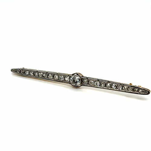 Broche Broche Art déco en or blanc 750‰ avec diamants, années 1930 58 Facettes