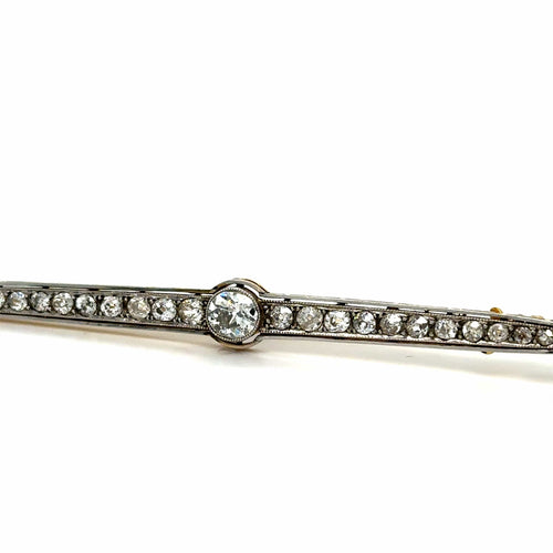 Broche Broche Art déco en or blanc 750‰ avec diamants, années 1930 58 Facettes