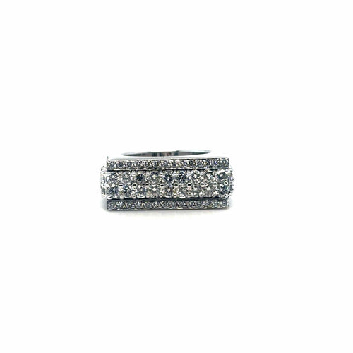 Bague 55 Bague moderne en or blanc 18k sertie de diamants 58 Facettes