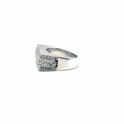 Bague 55 Bague moderne en or blanc 18k sertie de diamants 58 Facettes