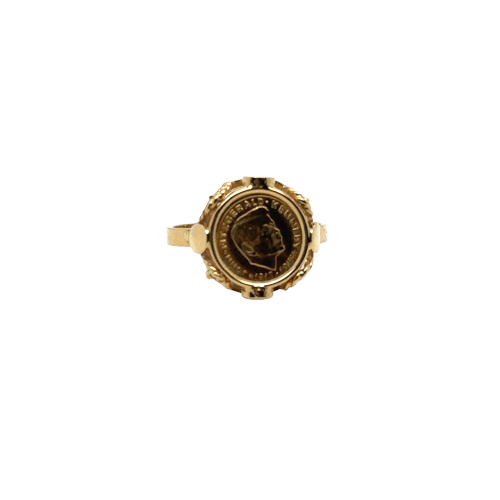 Bague 52 Bague en or jaune 750 sertie d’une pièce d’or à l’effigie de John F. Kennedy 58 Facettes
