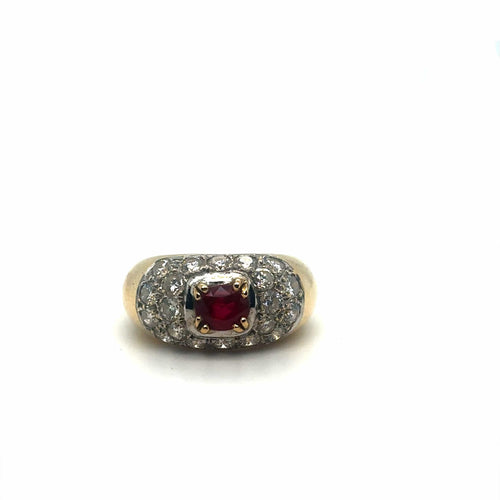 Bague 55 Bague jonc vintage en or jaune 750‰, rubis et diamants 58 Facettes