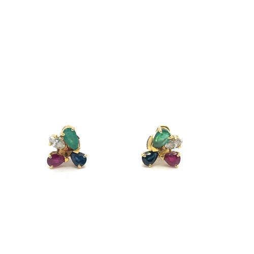 Boucles d'oreilles Tutti Frutti - Boucles d’oreilles vintage en or jaune 58 Facettes