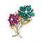 Broche Broche vintage en or jaune 750‰, émeraudes, rubis et diamants 58 Facettes