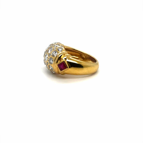 Bague 51 Bague jonc en or jaune 18k, rubis et diamants 58 Facettes