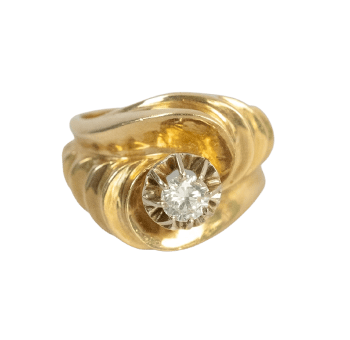 Bague 52 Bague Tourbillon Or Jaune & Diamant, Années 1950 58 Facettes