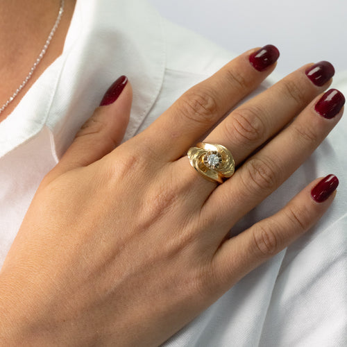 Bague 52 Bague Tourbillon Or Jaune & Diamant, Années 1950 58 Facettes