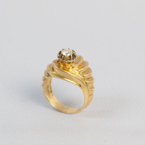 Bague 52 Bague Tourbillon Or Jaune & Diamant, Années 1950 58 Facettes