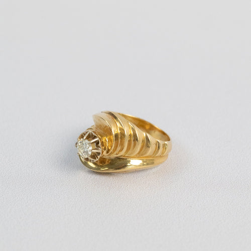 Bague 52 Bague Tourbillon Or Jaune & Diamant, Années 1950 58 Facettes