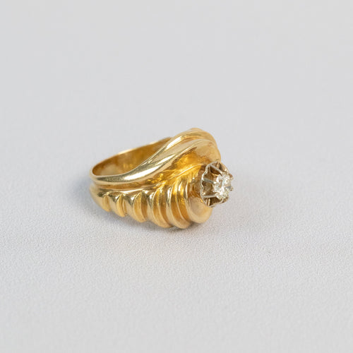 Bague 52 Bague Tourbillon Or Jaune & Diamant, Années 1950 58 Facettes