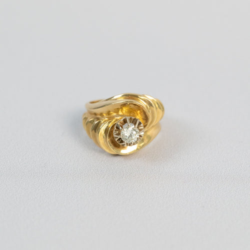 Bague 52 Bague Tourbillon Or Jaune & Diamant, Années 1950 58 Facettes