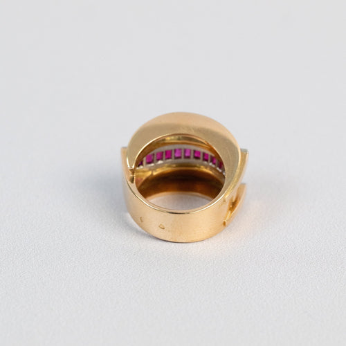 Bague 49 Bague Tank Rubis et Diamants, Années 1940-1950 58 Facettes