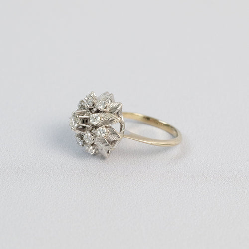 Bague 51 Bague Marguerite Vintage Or Blanc et Diamants 1,10 ct 58 Facettes