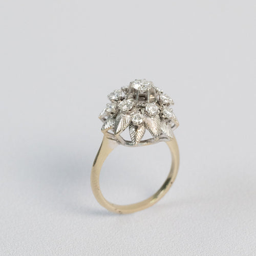 Bague 51 Bague Marguerite Vintage Or Blanc et Diamants 1,10 ct 58 Facettes