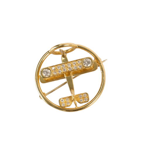 Broche Broche avion en or jaune et diamants, années 1940 58 Facettes