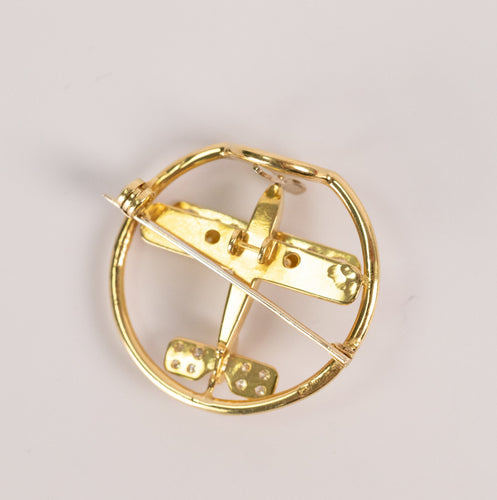 Broche Broche avion en or jaune et diamants, années 1940 58 Facettes