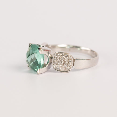 Bague 61 Bague Contemporaine En Or Blanc, Topaze Bleu Clair Et Diamants 58 Facettes
