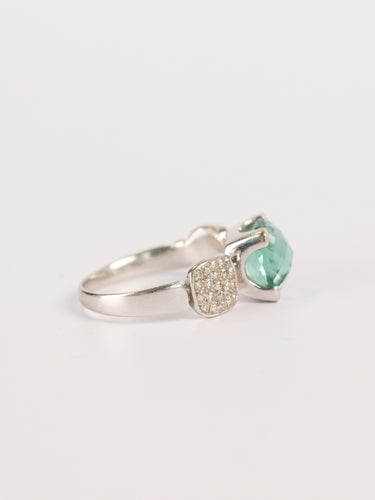 Bague 61 Bague Contemporaine En Or Blanc, Topaze Bleu Clair Et Diamants 58 Facettes