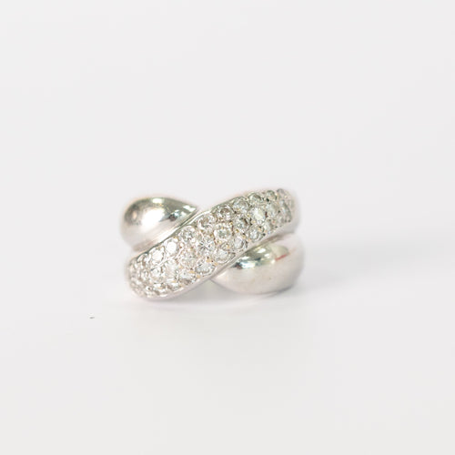 Bague 52 Bague Croisée Vintage Or Blanc Pavée de Diamants 58 Facettes